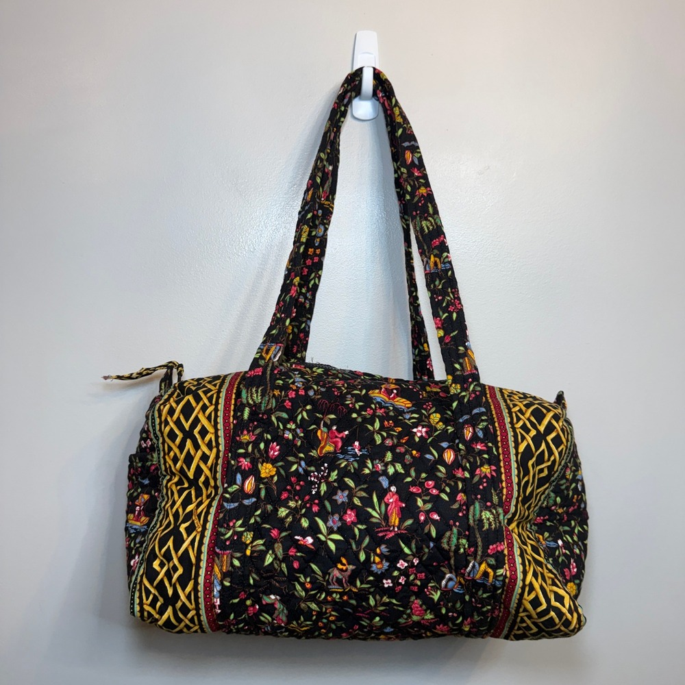 Vera Bradley Vintage Ming Print Quilted Cotton Small Duffel Bag Floral Weekender